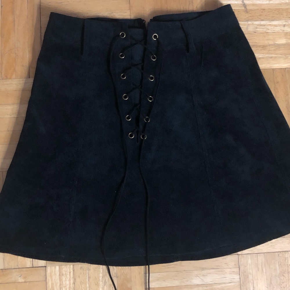 Black lace up skirt